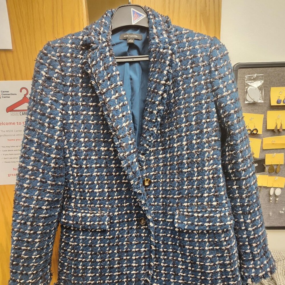 Ann Taylor blue plaid blazer